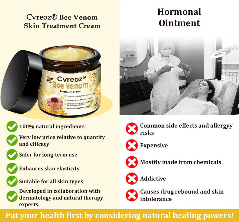 🔥FDA Approved⭐ WHO Approved🌍 Cvreoz® Bee Venom Skin Treatment Cream - Fast and effective⚡ targeting all skin issues✅ If ineffective, a refund is guaranteed💯