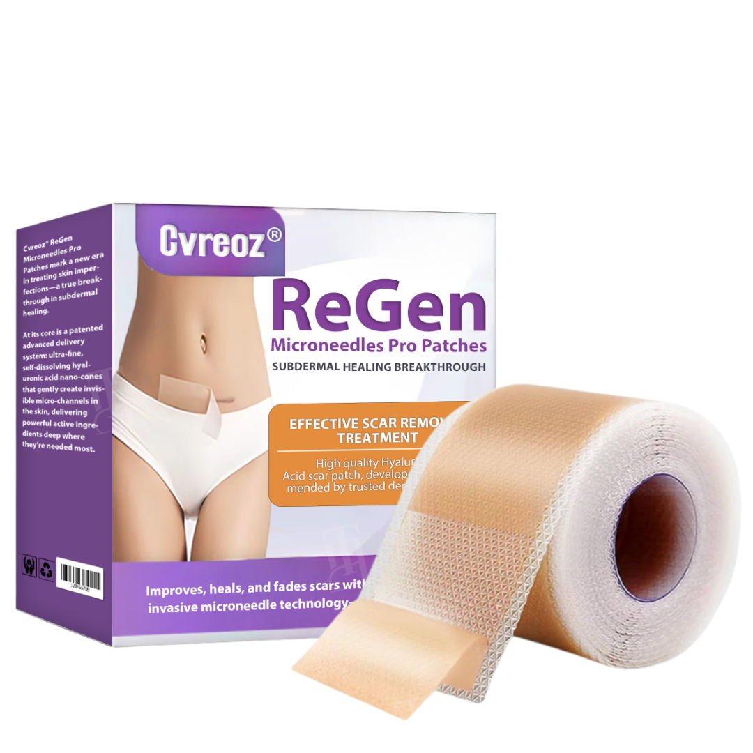 Official Store: Cvreoz® ReGen Microneedles Pro Patches with Hyaluronic Acid Nano-Heal Treatment for new and old scars, reduction of surgical scars, stretch marks, keloids, acne, burns, warts, dermatomas, and varicose veins.