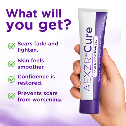 🔥FDA Approved⭐ WHO Approved🌍 AEXZR® Cure Face & Body Scar Gel – Clinically proven to soften, flatten and fade surgical scars, acne marks, burns, keloids and trauma-related scars.