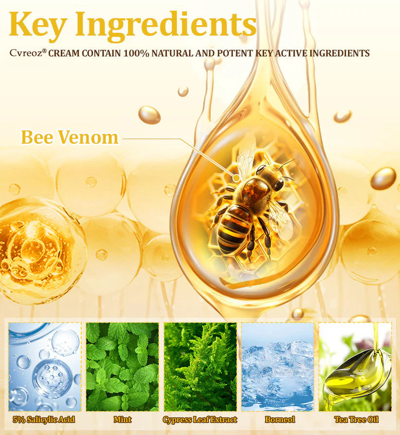 🔥FDA Approved⭐ WHO Approved🌍 Cvreoz® Bee Venom Skin Treatment Cream - Fast and effective⚡ targeting all skin issues✅ If ineffective, a refund is guaranteed💯